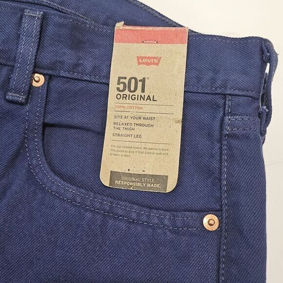 Levi's 501 Original 38x30 Jeans / Sits At Waist/Straight Leg - Ocean Cavern/ New - Picture 4 of 8